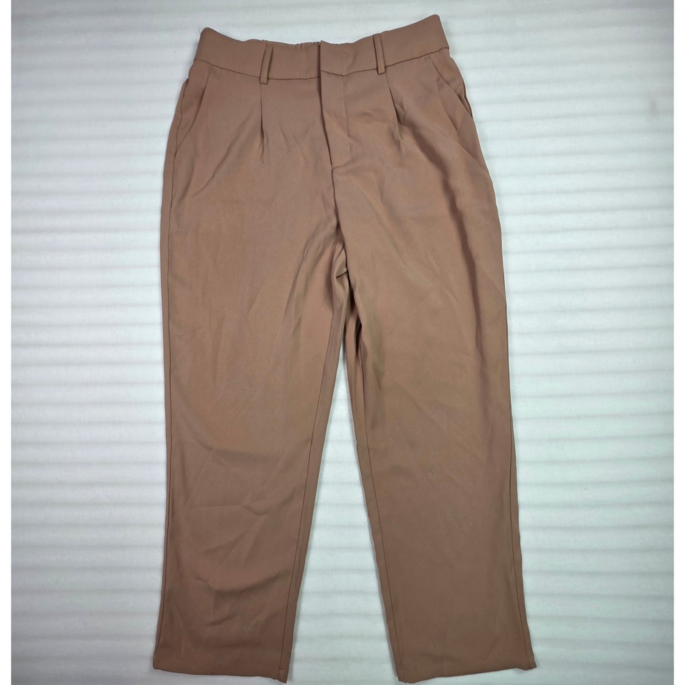 Halara Tan High Waisted Pleated Dress Pants Elastic Back Trousers Womens Large